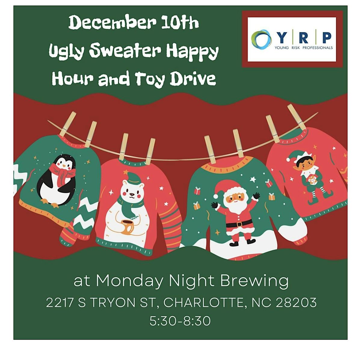 YRP Ugly Sweater Happy Hour and Toy Drive