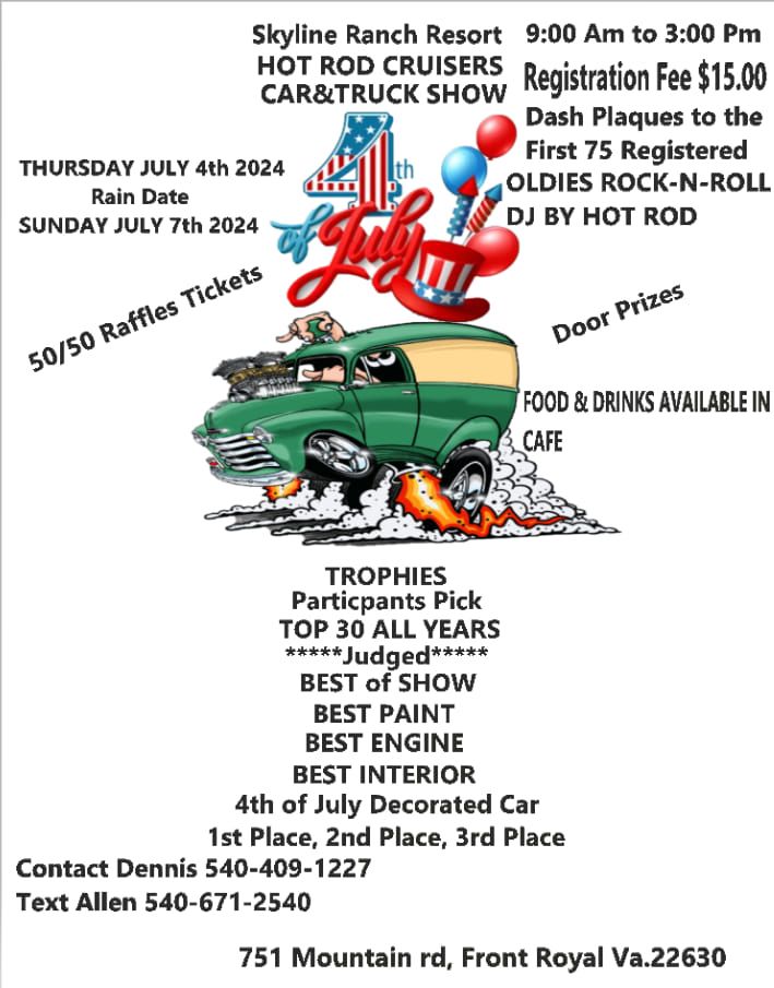 4th of July Skyline Ranch Resort Hot Rod Cruisers car truck show