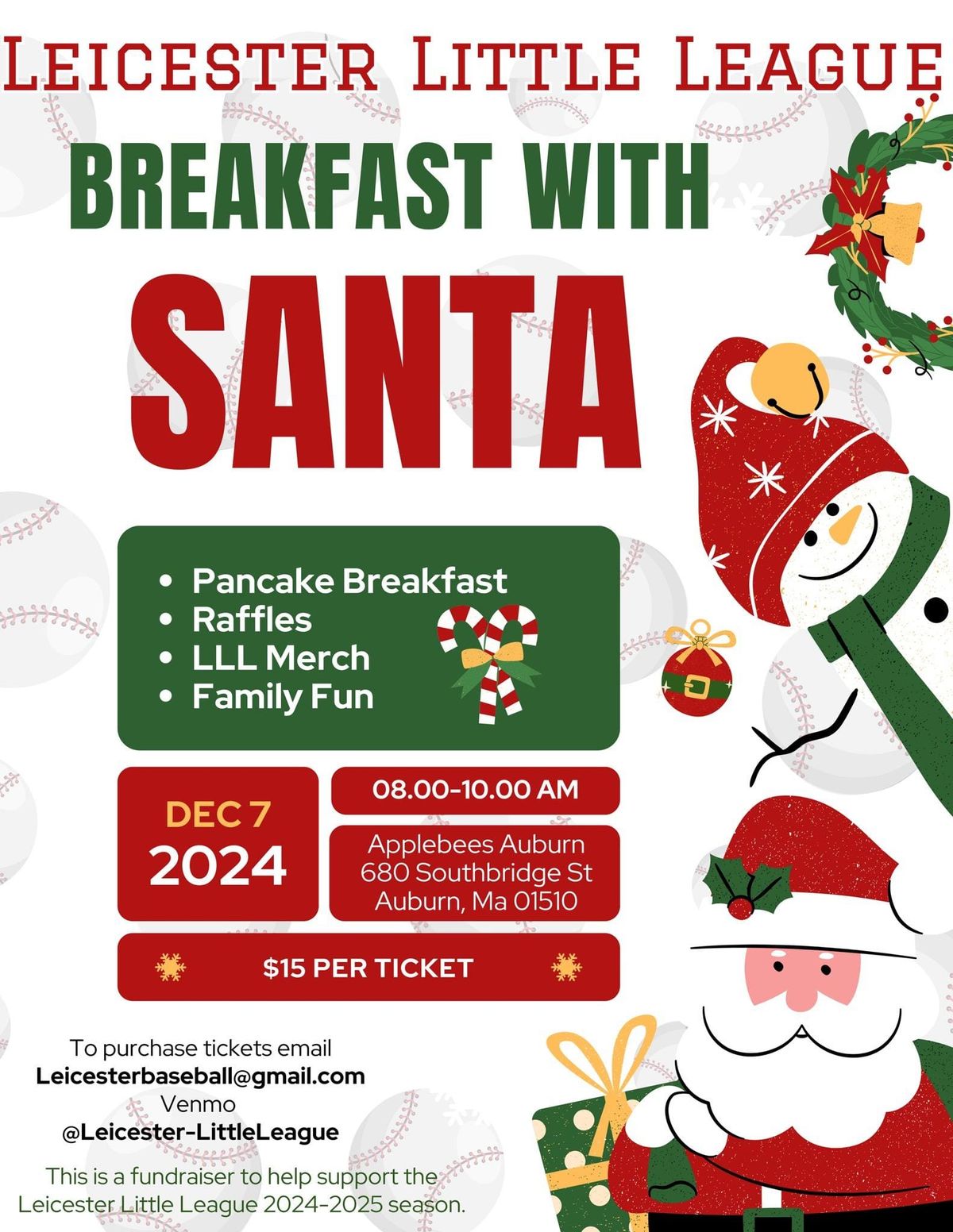 Leicester Little League's Breakfast With Santa 