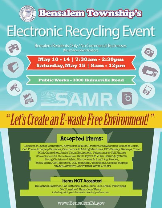 E Recycle Events Electronic Recycling Event, 3800 Hulmeville Rd, Bensalem, PA 19020-4447 ...