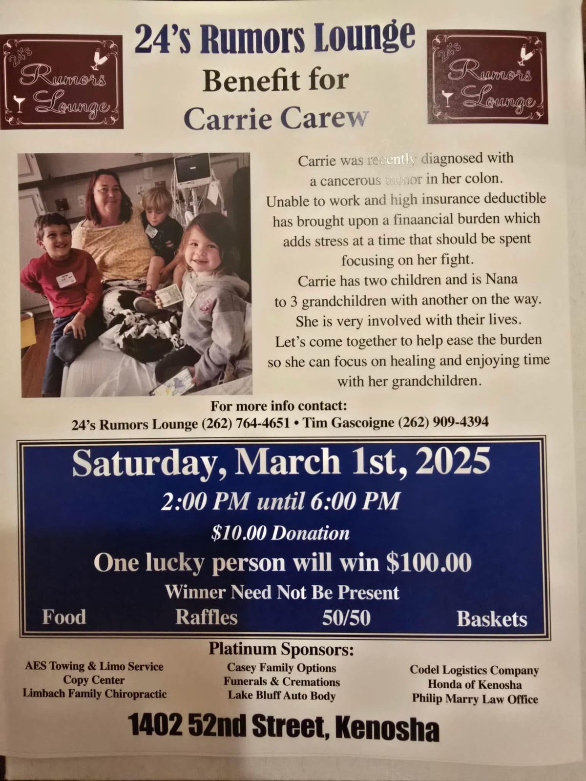 CARRIE CAREW BENEFIT