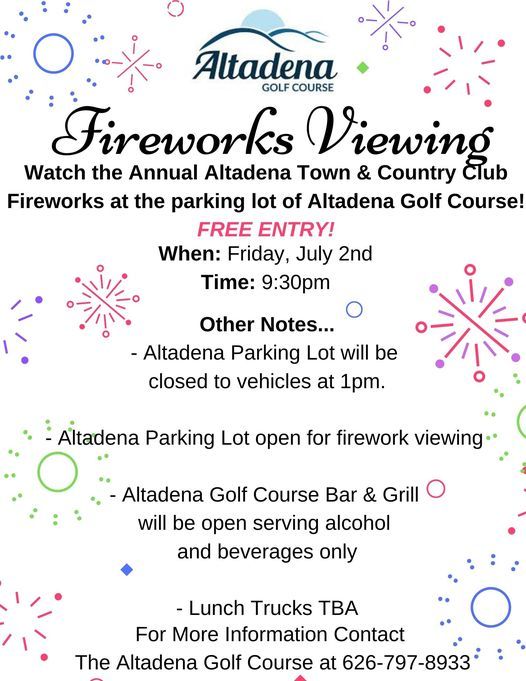 Fireworks Viewing at Altadena Golf Course