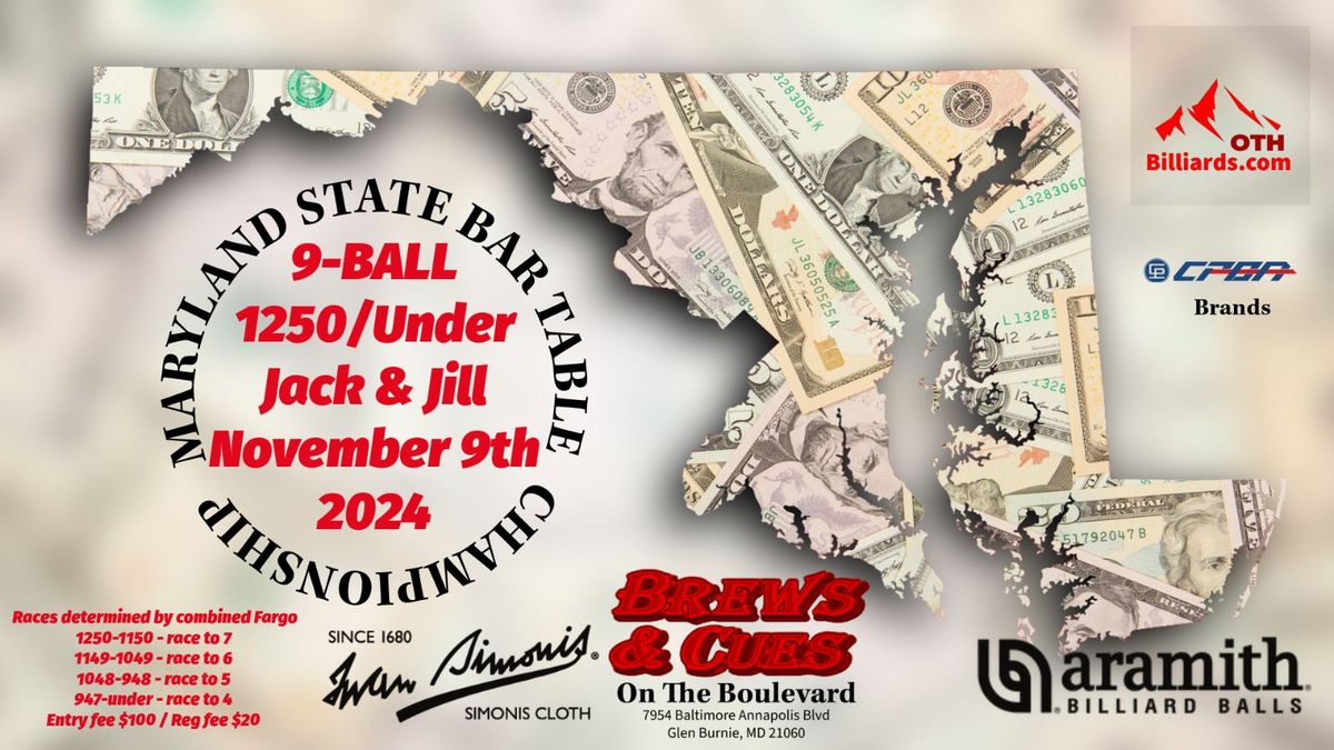 Maryland State 1250\/Under Jack & Jill 9-Ball Bar Table Championship 