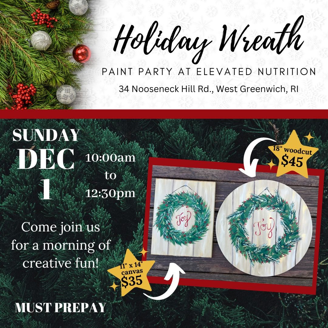 Holiday Wreath Paint Party at Elevated Nutrition