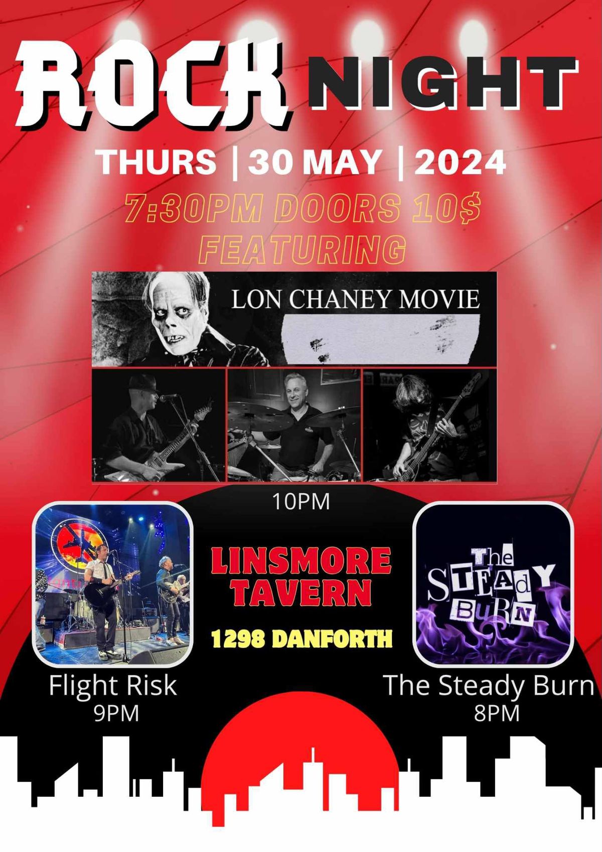 Lon Chaney Movie, Flight Risk, and The Steady Burn Live at the Linsmore Tavern!
