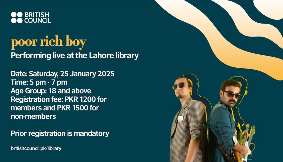 Poor Rich Boy performing live at the Lahore Library