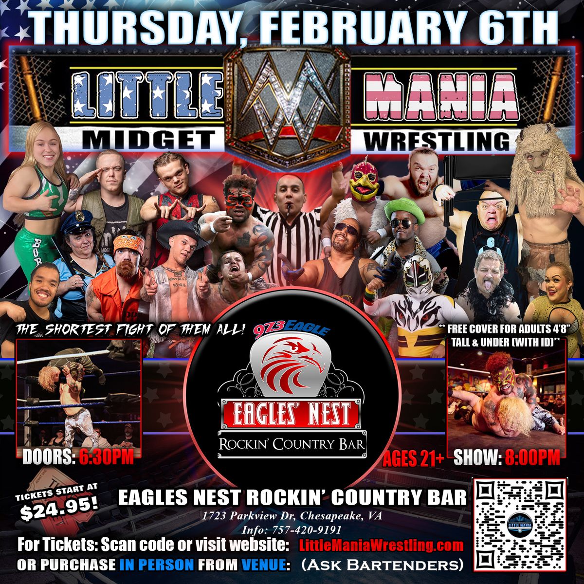 Chesapeake, VA - Midget Wrestling All * Stars: Little Mania Big Show! @ Eagle's Nest