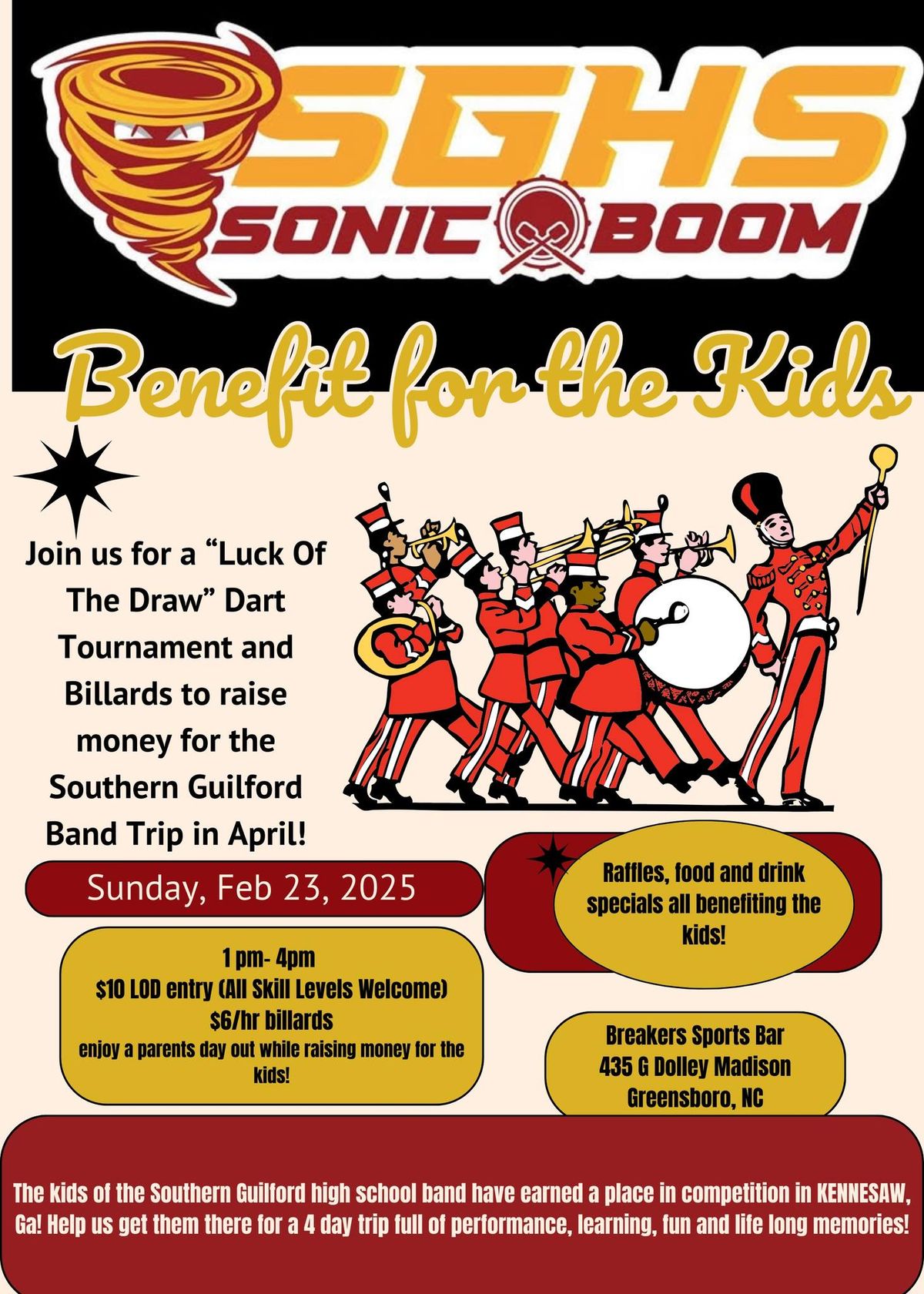 SGHS Sonic Boom Band Trip Benefit