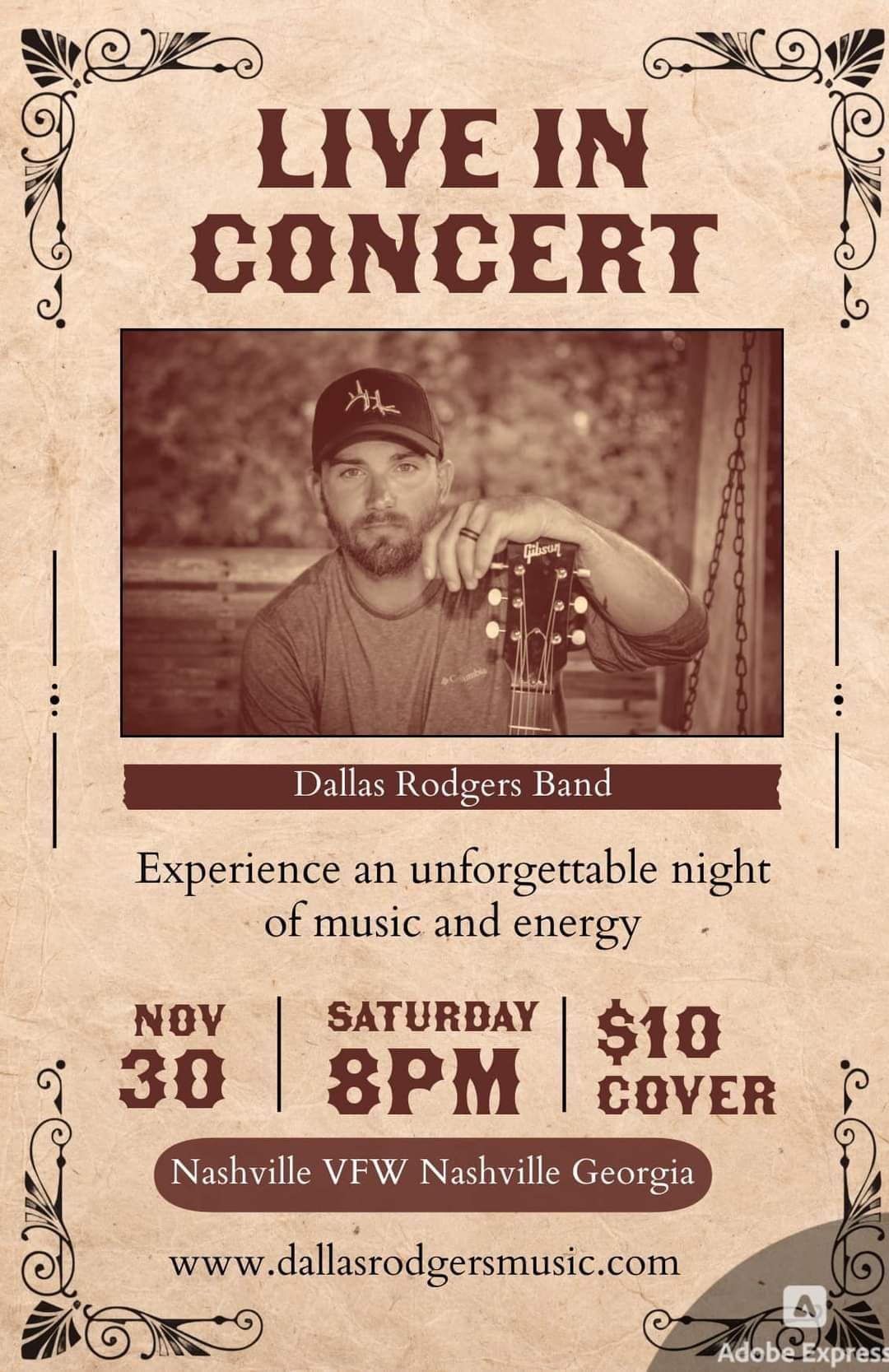 The Dallas Rodgers Band is Coming to the V!!