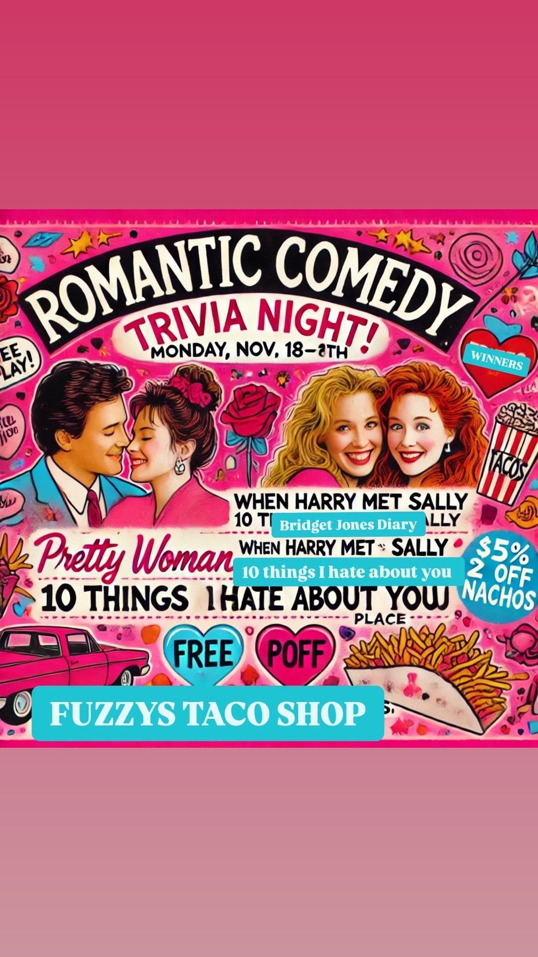 Romantic comedy trivia night