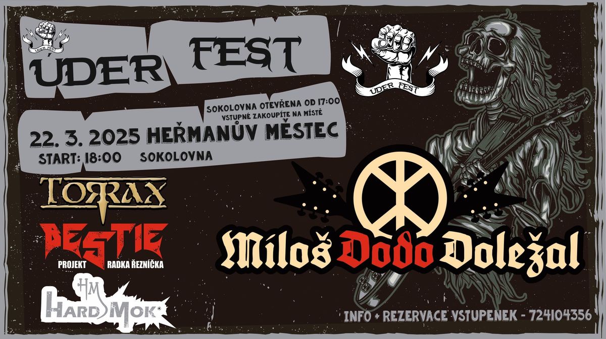 \u00daDER FEST - Milo\u0161 Dodo Dole\u017eal \/ Bestie \/ Torrax \/ Hardmok - He\u0159man\u016fv M\u011bstec - sokolovna