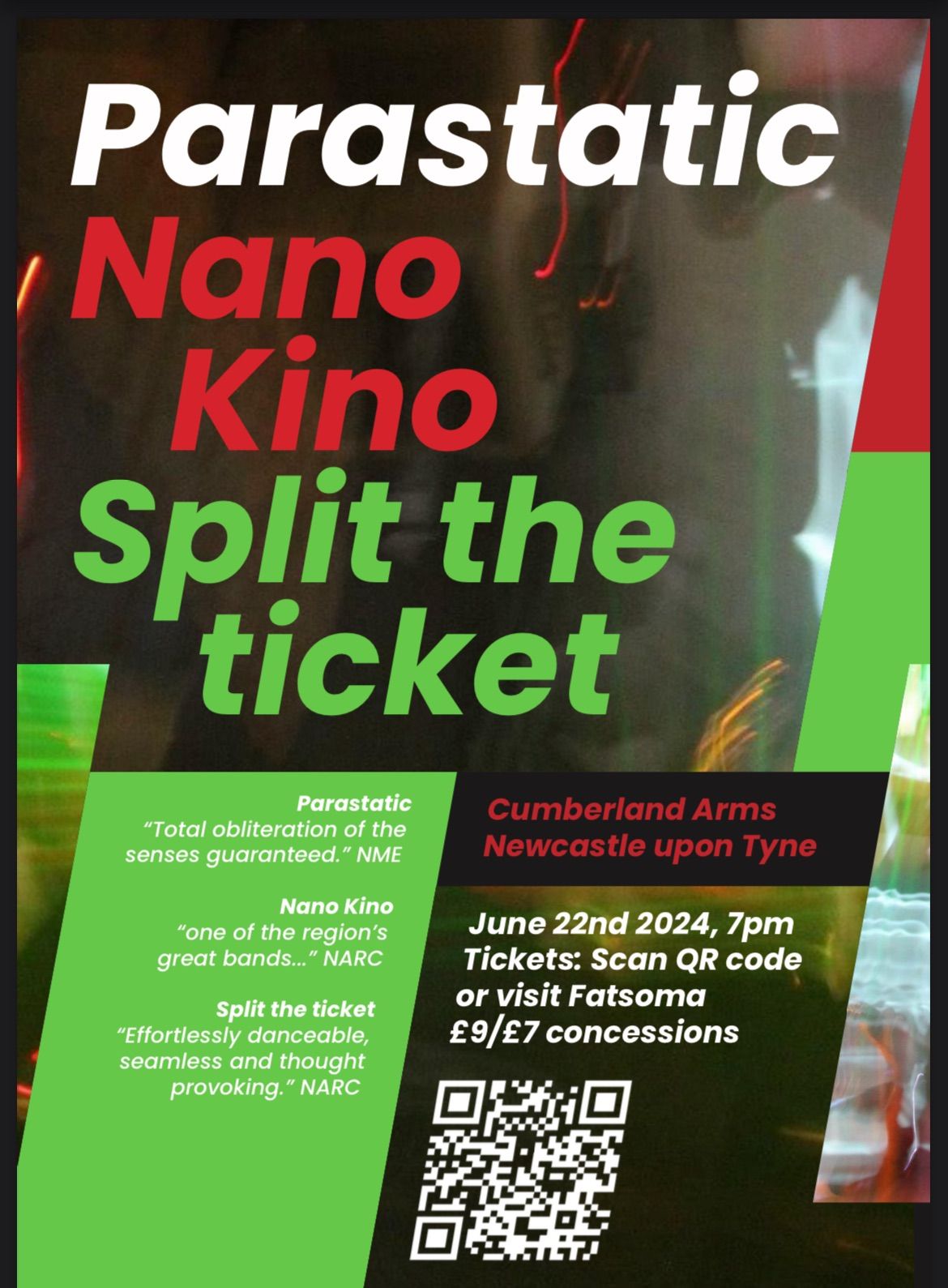 ***SOLD OUT***parastatic, Nano Kino, Split the ticket @Cumberland Arms
