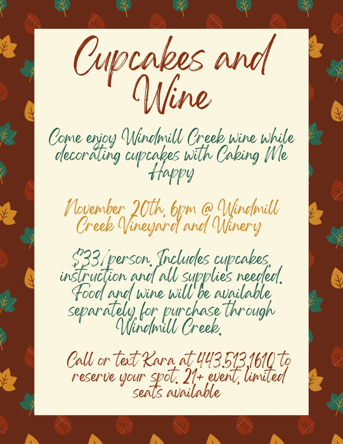 Thanksgiving Cupcakes and Wine, 11\/20