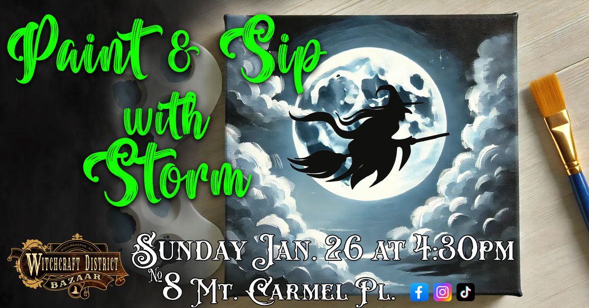 BEGINNER PAINT & SIP WITH STORM! WITCH SILHOUETTE WITH MOON PAINTING!