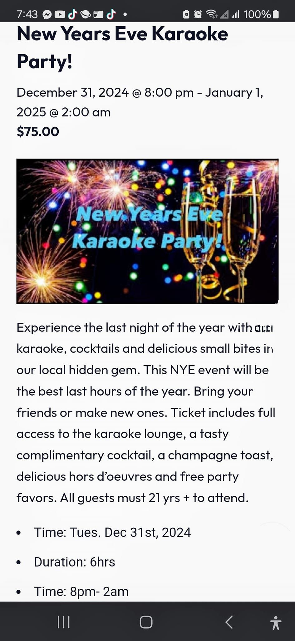 NYE Karaoke & Cocktail Party!!