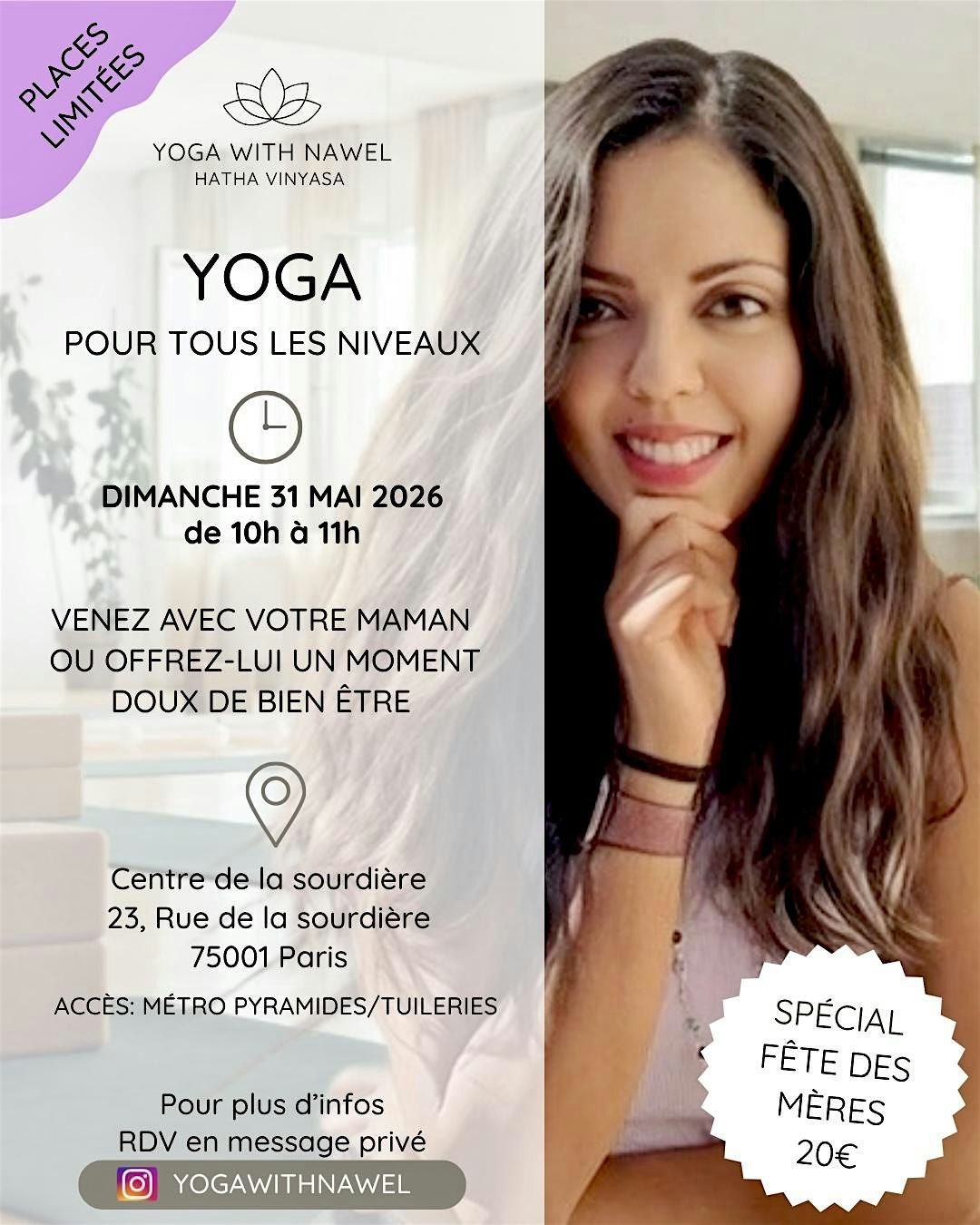 Cours de yoga - Moment de douceur sp\u00e9cial f\u00eate des m\u00e8res