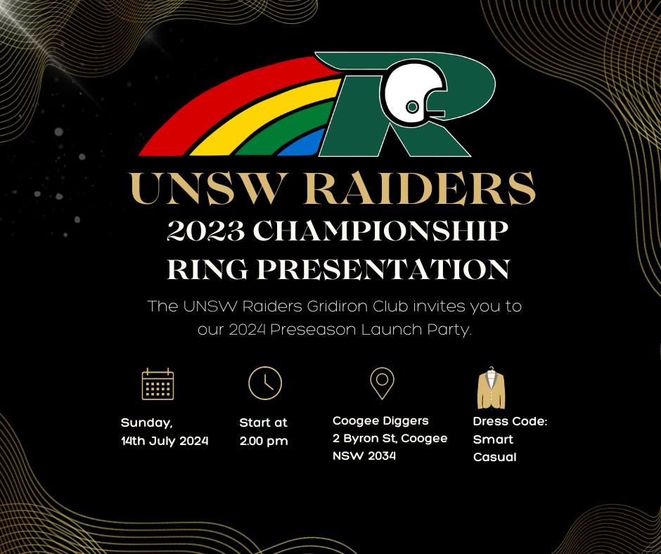 UNSW Raiders Gridiron Championship Ring Presentation