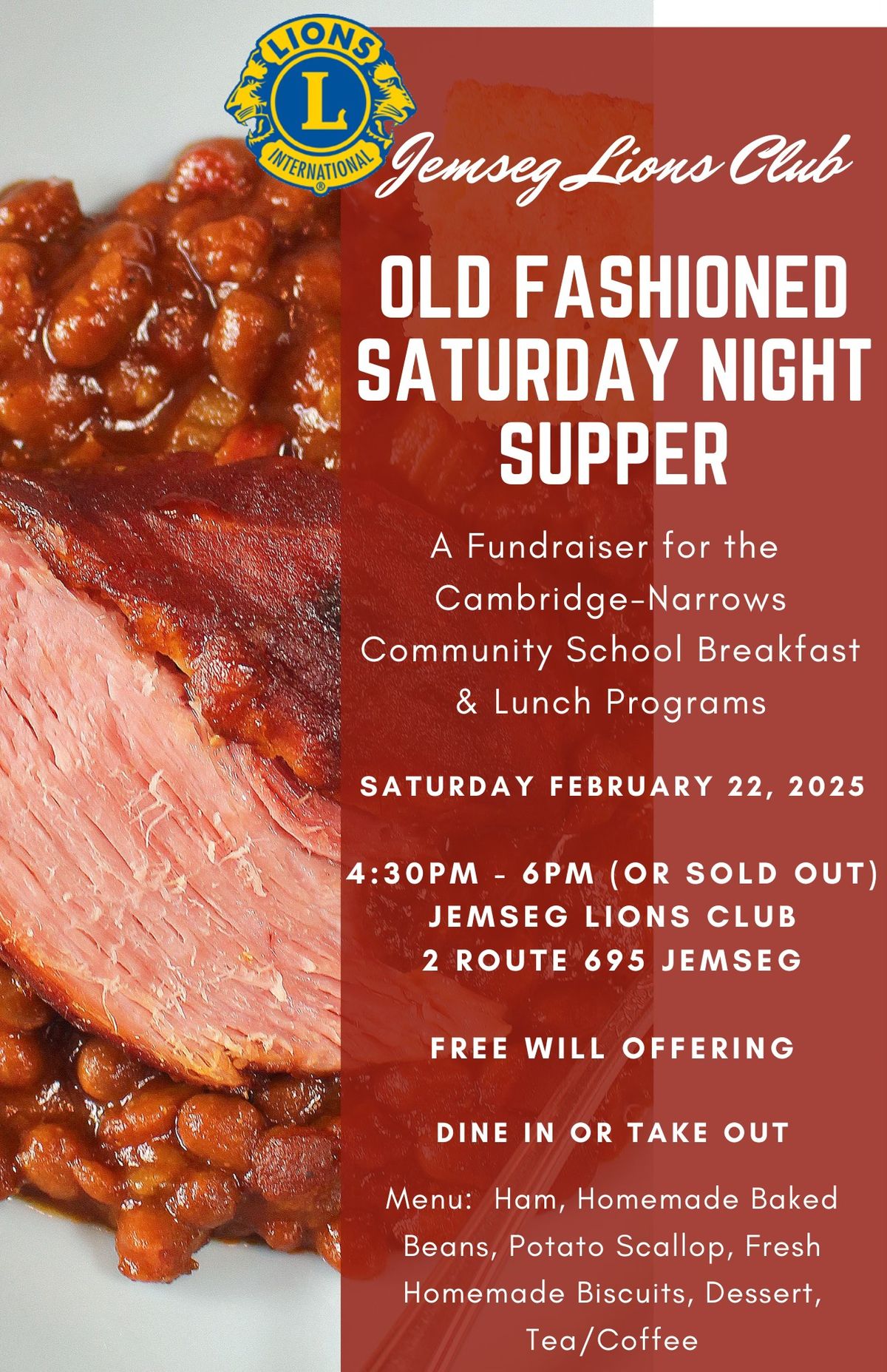 Jemseg Lions Club - Old Fashioned Saturday Night Supper