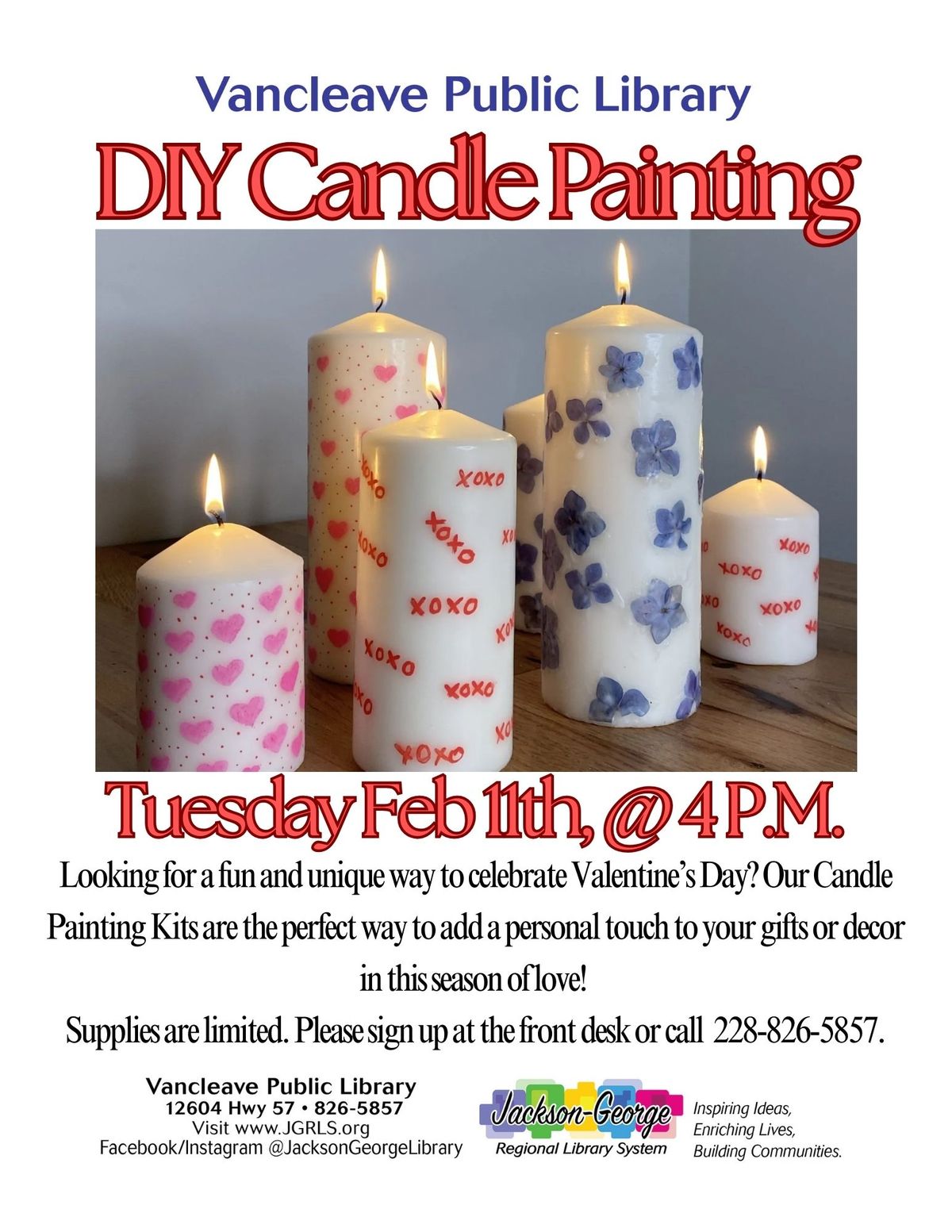 \ud83d\udd6f\ufe0f DIY Candle Painting at Vancleave Public Library! \ud83c\udfa8\ud83d\udc96