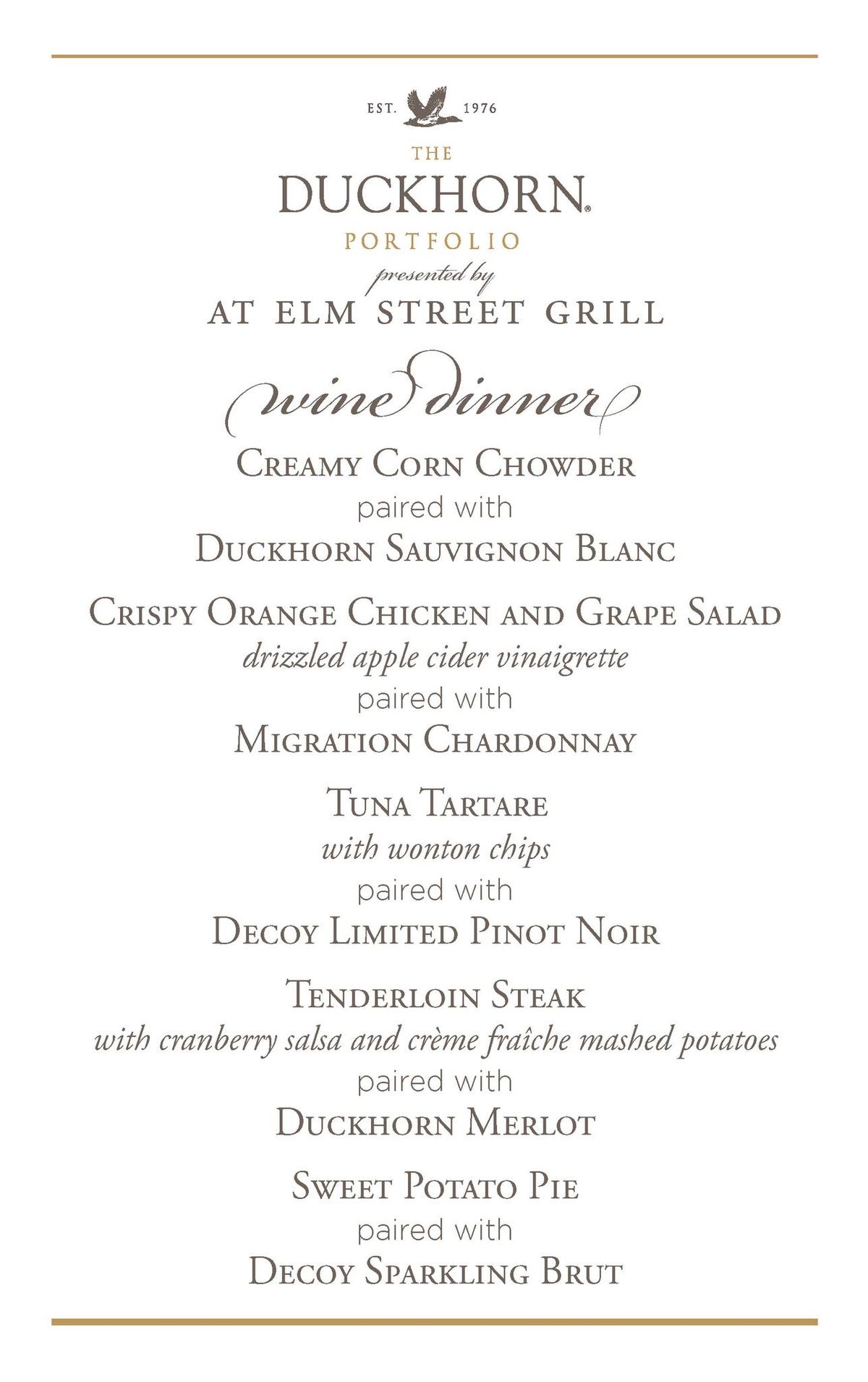 DUCKHORN Wine Dinner