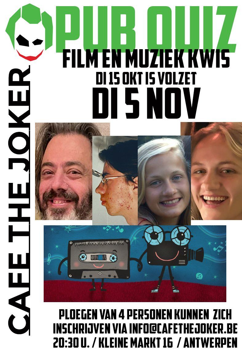 PUB QUIZ: film en muziek en popcultuur kwis!