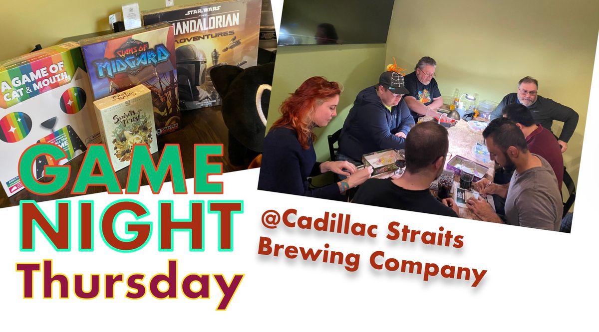 Board game night every Thursday at Cadillac Straits Brewing Company in Madison Heights. 