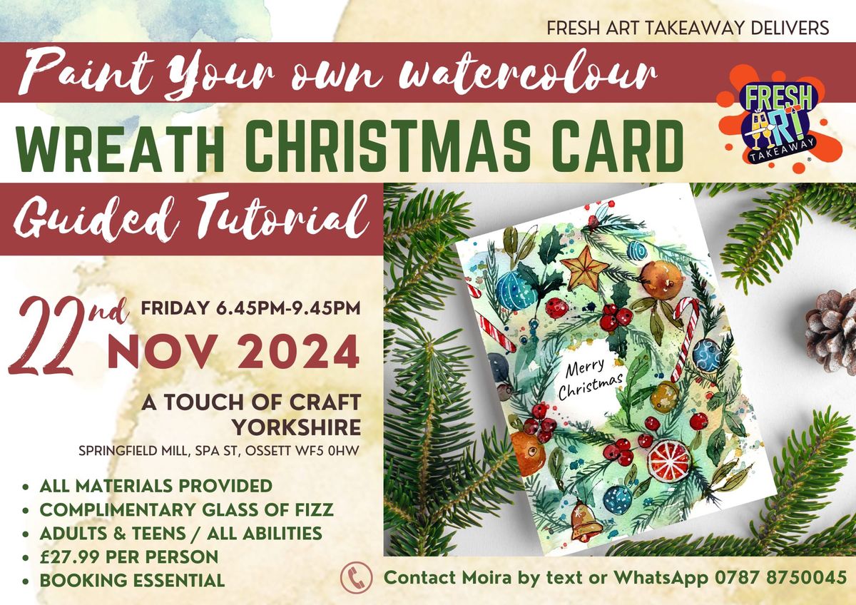 Guided water colour- wreath Christmas card