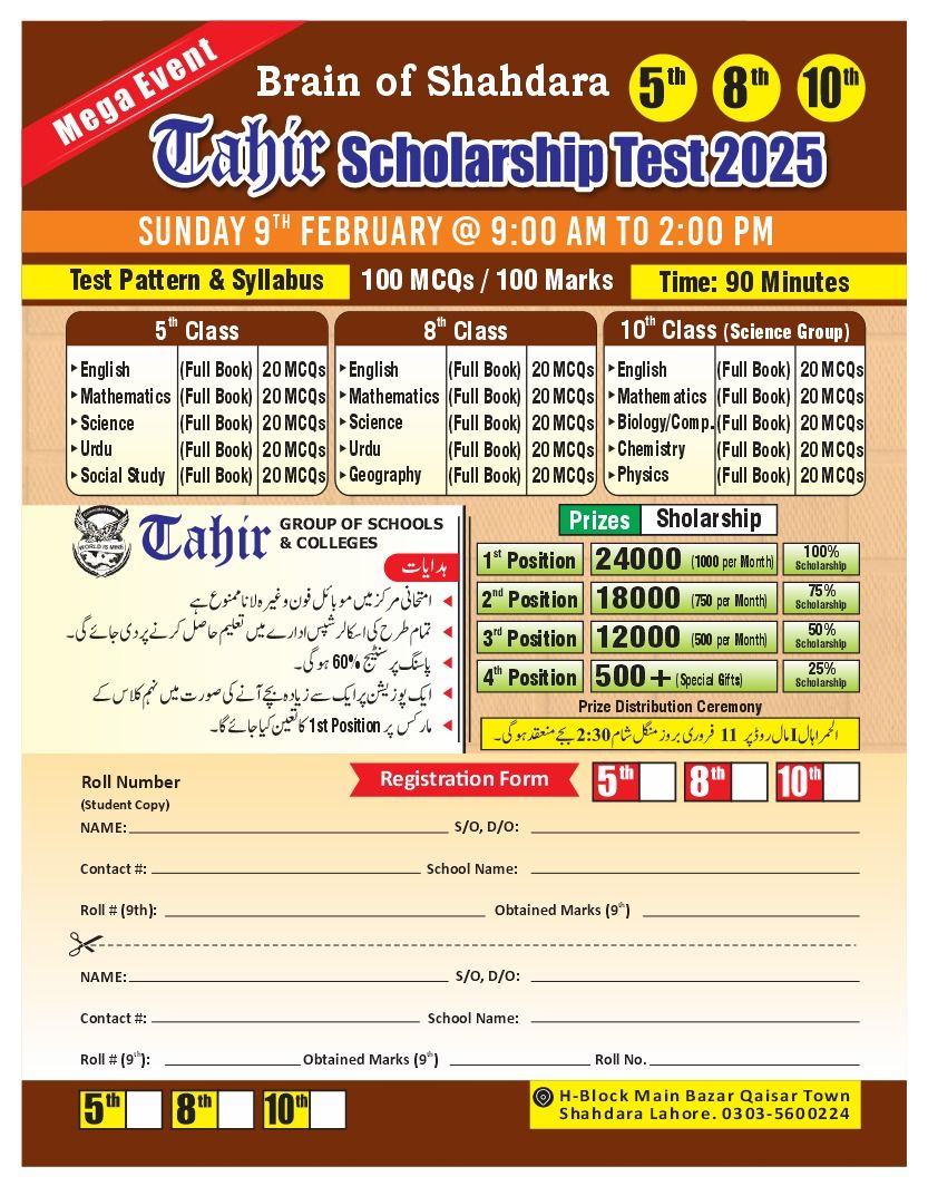 Brain of shahdara scholarship test 2025