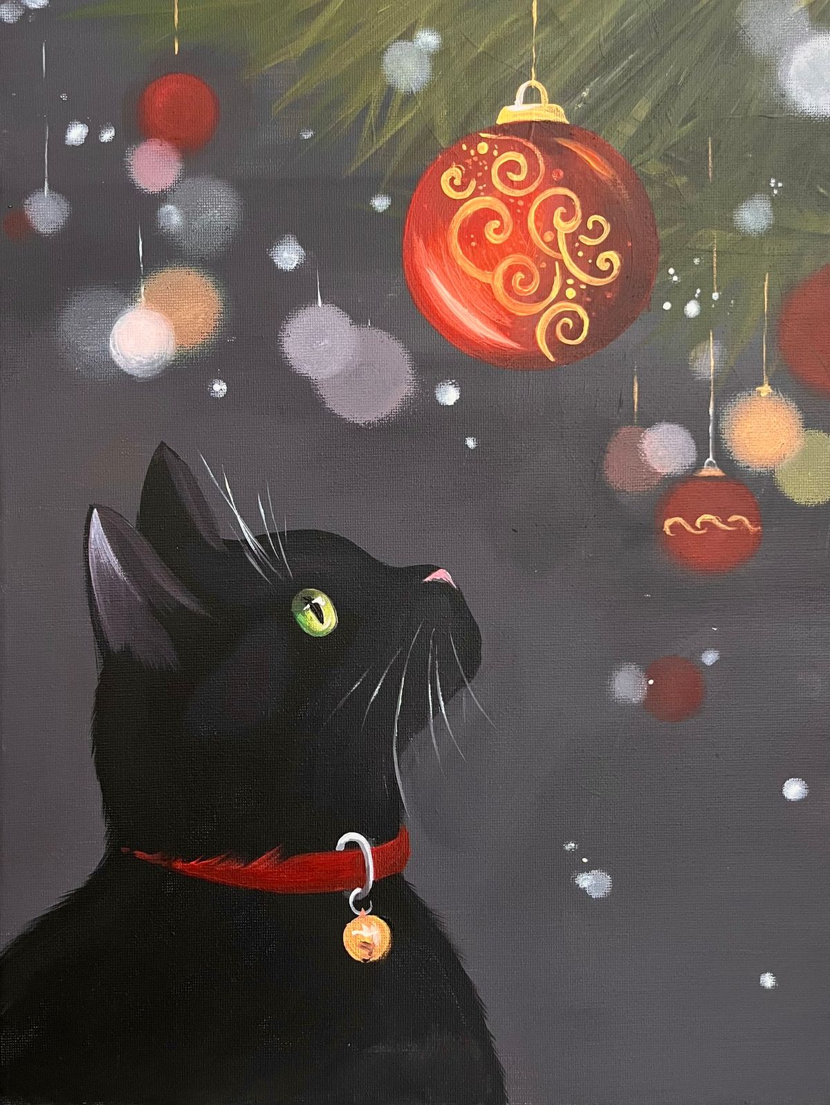 Join Brush Party with Claire to paint 'Christmas Cat' in Milton Keynes