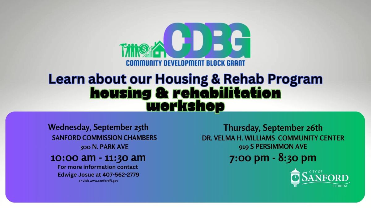 Community Development Block Grant (CDBG) Housing Workshops