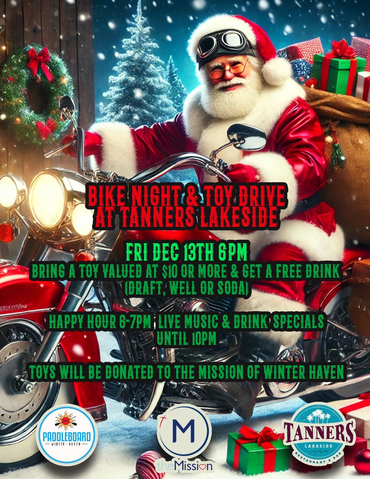 Bike Night & Toy Drive at Tanners Lakeside