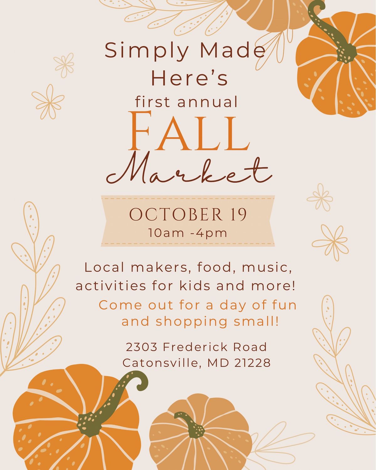 Fall Vendor Event at Simply Made Here 