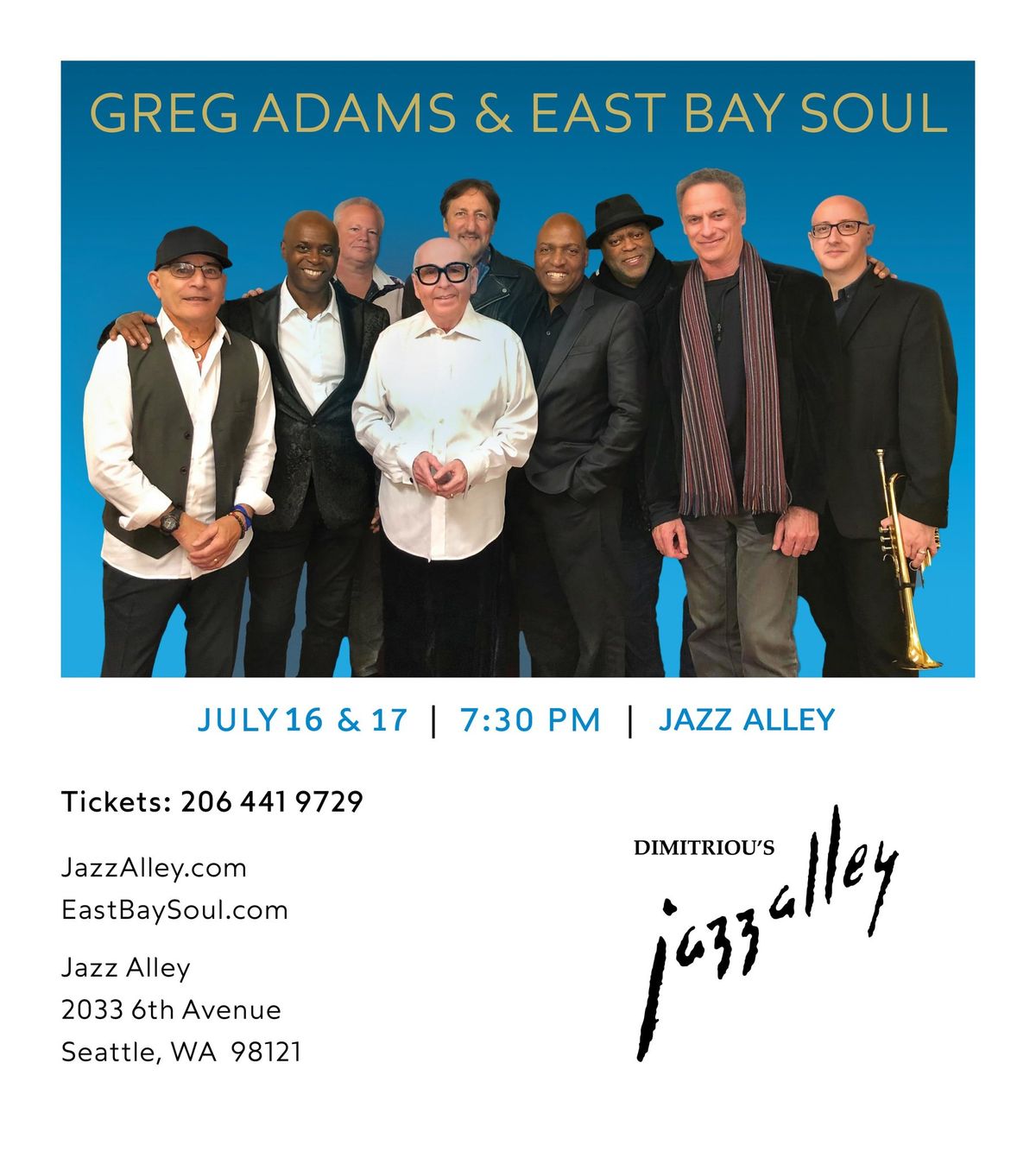 Greg Adams and East Bay Soul at Dimitriou's Jazz Alley