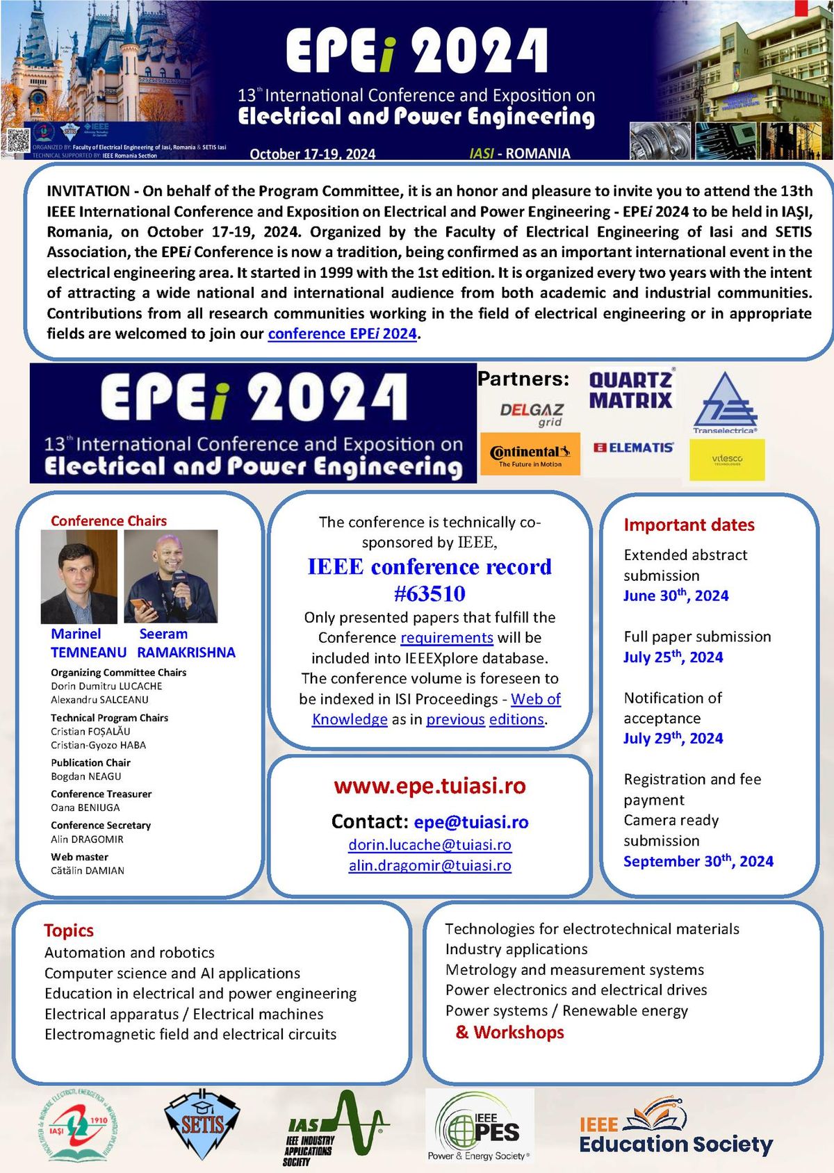 13th IEEE International Conference and Exposition on Electrical and Power Engineering - EPEi 2024