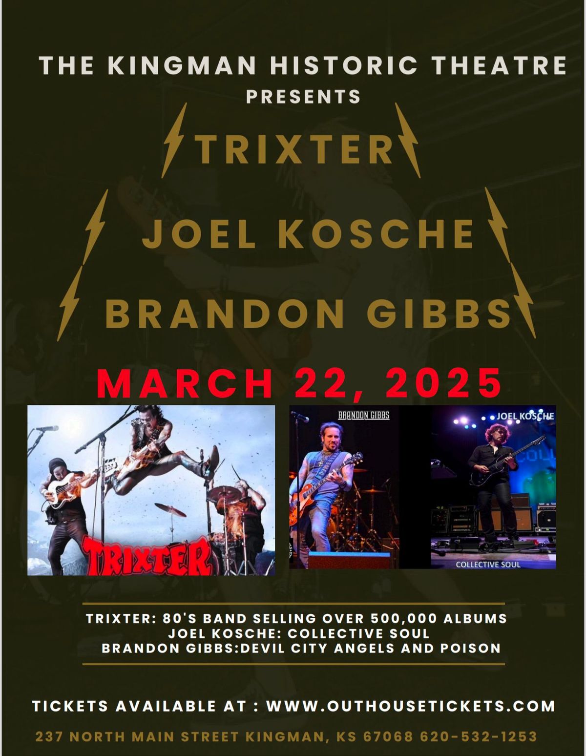 TRIXTER, JOEL KOSCHE, AND BRANDON GIBBS at YOUR Kingman Historic Theatre 