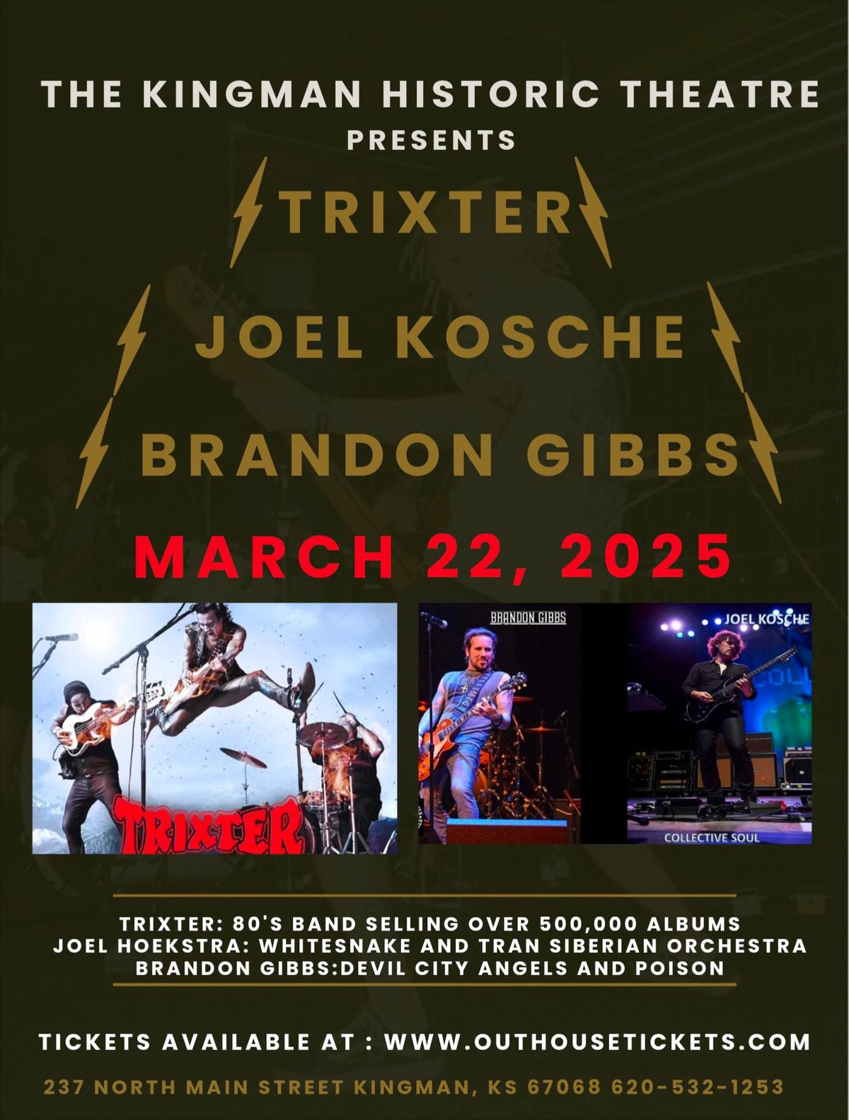 TRIXTER, JOEL KOSCHE, AND BRANDON GIBBS at YOUR Kingman Historic Theatre 