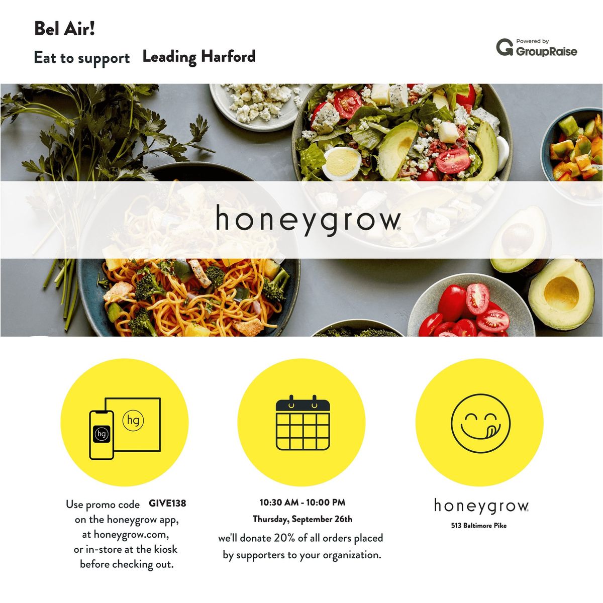 Leading Harford Dine and Donate at Honeygrow