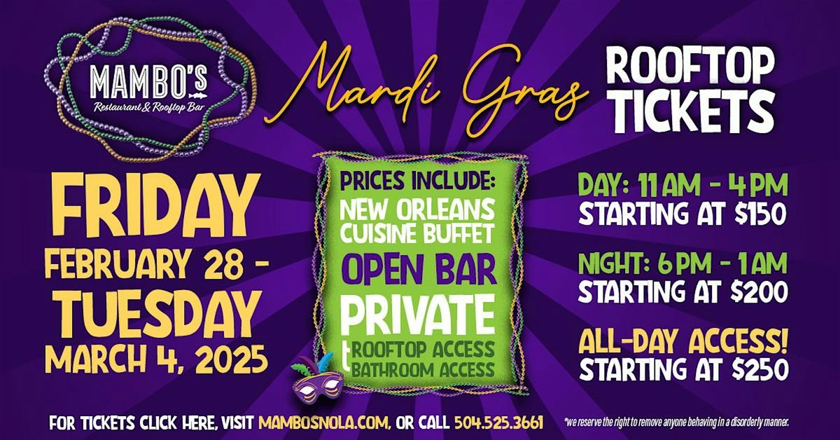 Mardi Gras 2025 Balcony & Rooftop Tickets @ Mambo's