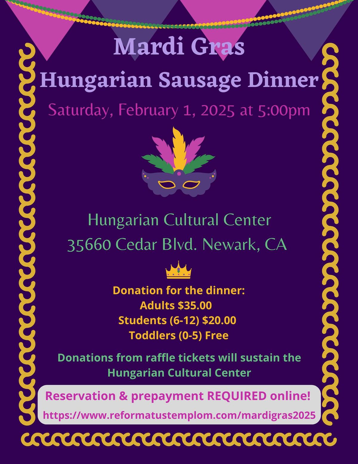 Mardi Gras Hungarian Sausage Dinner