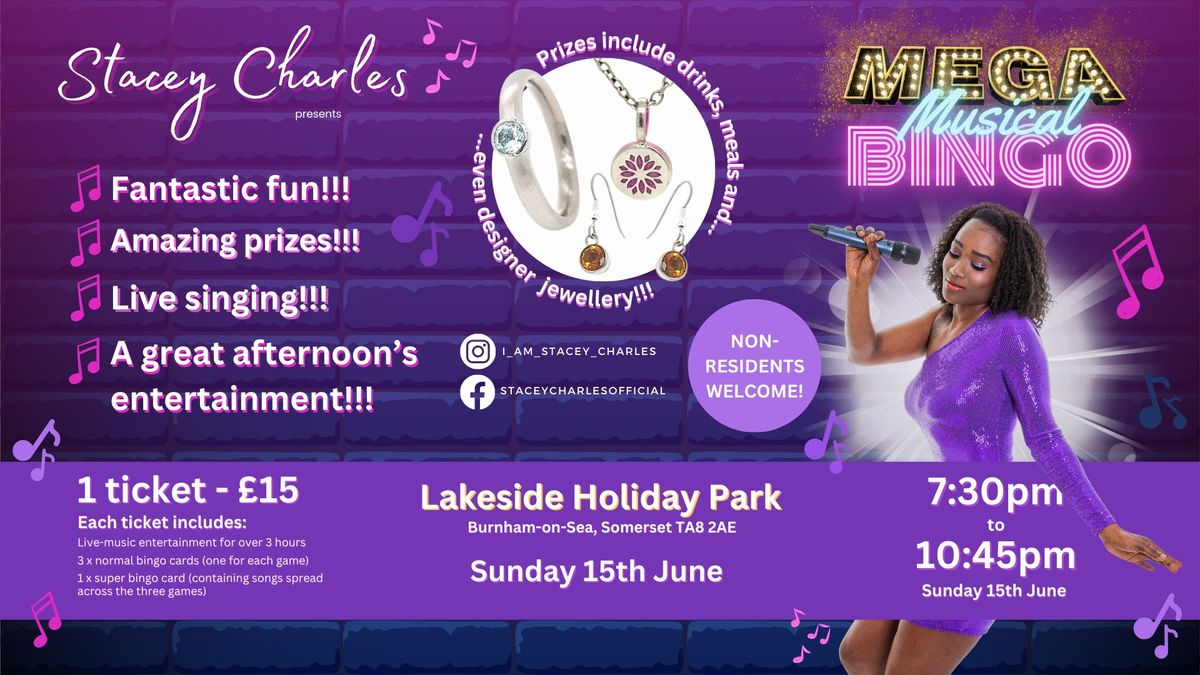 \u2b50MEGA\u2b50 Musical Bingo at Lakeside Holiday Park (Burnham-on-Sea, Somerset) - Sunday 15th June 7:30pm