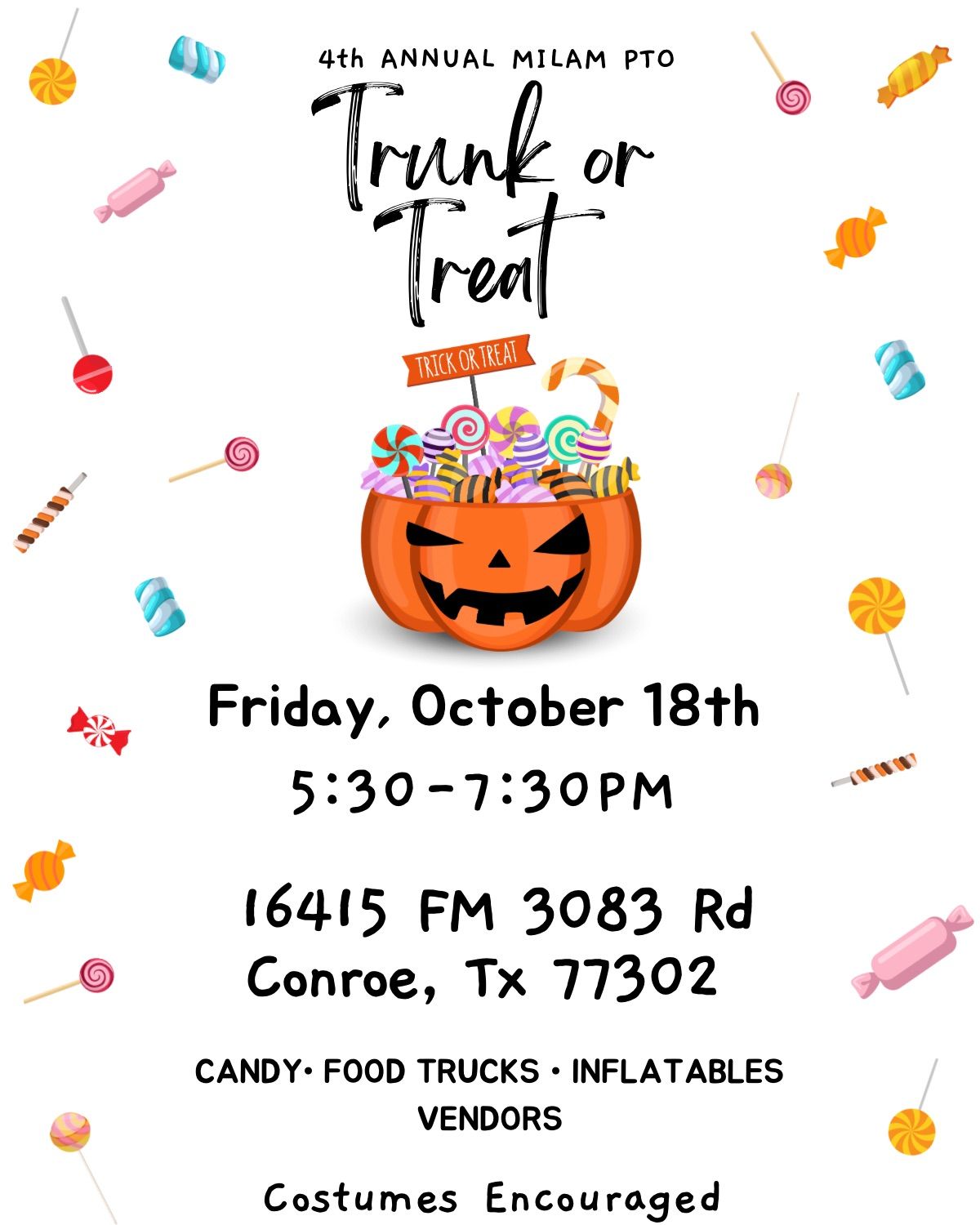 4TH ANNUAL MILAM PTO TRUNK OR TREAT