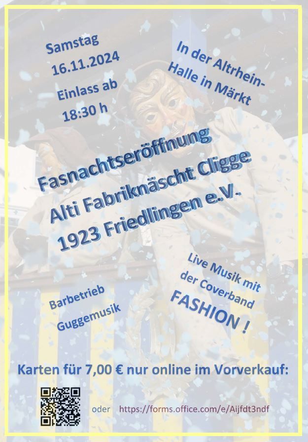 Fasnachtser\u00f6ffnung Alti Fabrikn\u00e4scht Cligge 