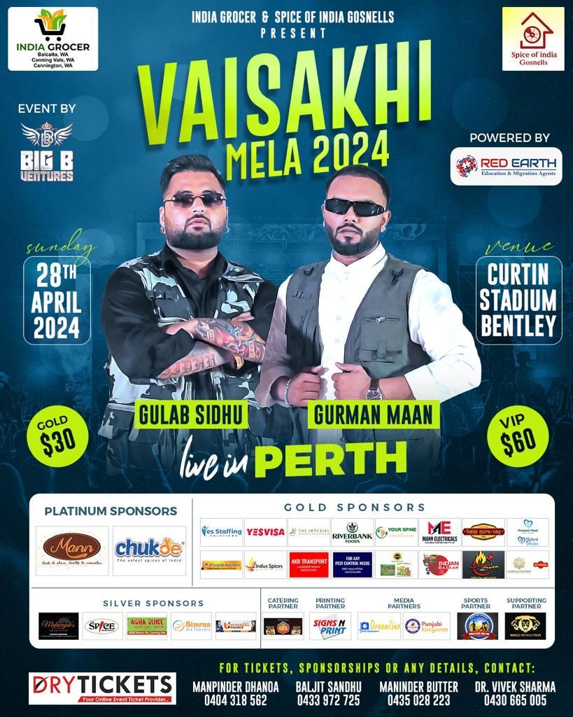 Vaisakhi Mela 2024 - Gulab Sidhu & Gurman Mann Live in Perth