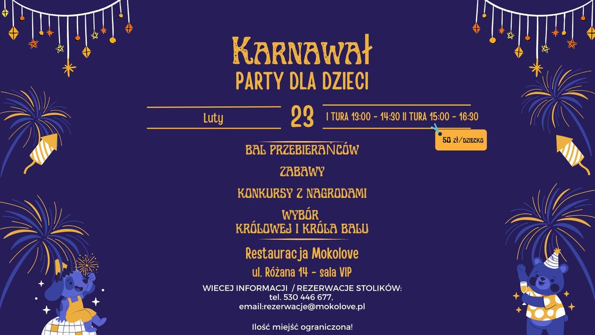 \ud83c\udfad Karnawa\u0142 PARTY DLA DZIECI \ud83c\udf89