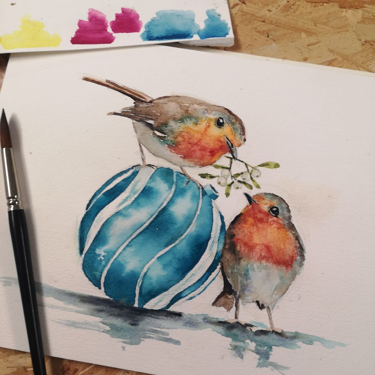 Watercolour Christmas Robin Workshop with Eunice Friend 