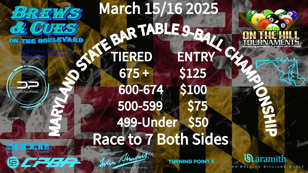 Maryland State 9-Ball Bar Table Championship Presented by On The Hill Tournaments