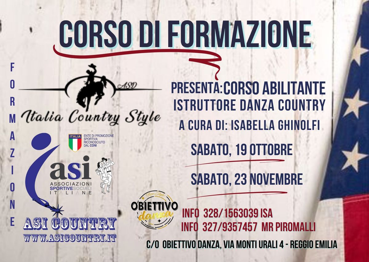 Corso di Formazione istruttori di ballo ASI COUNTRY