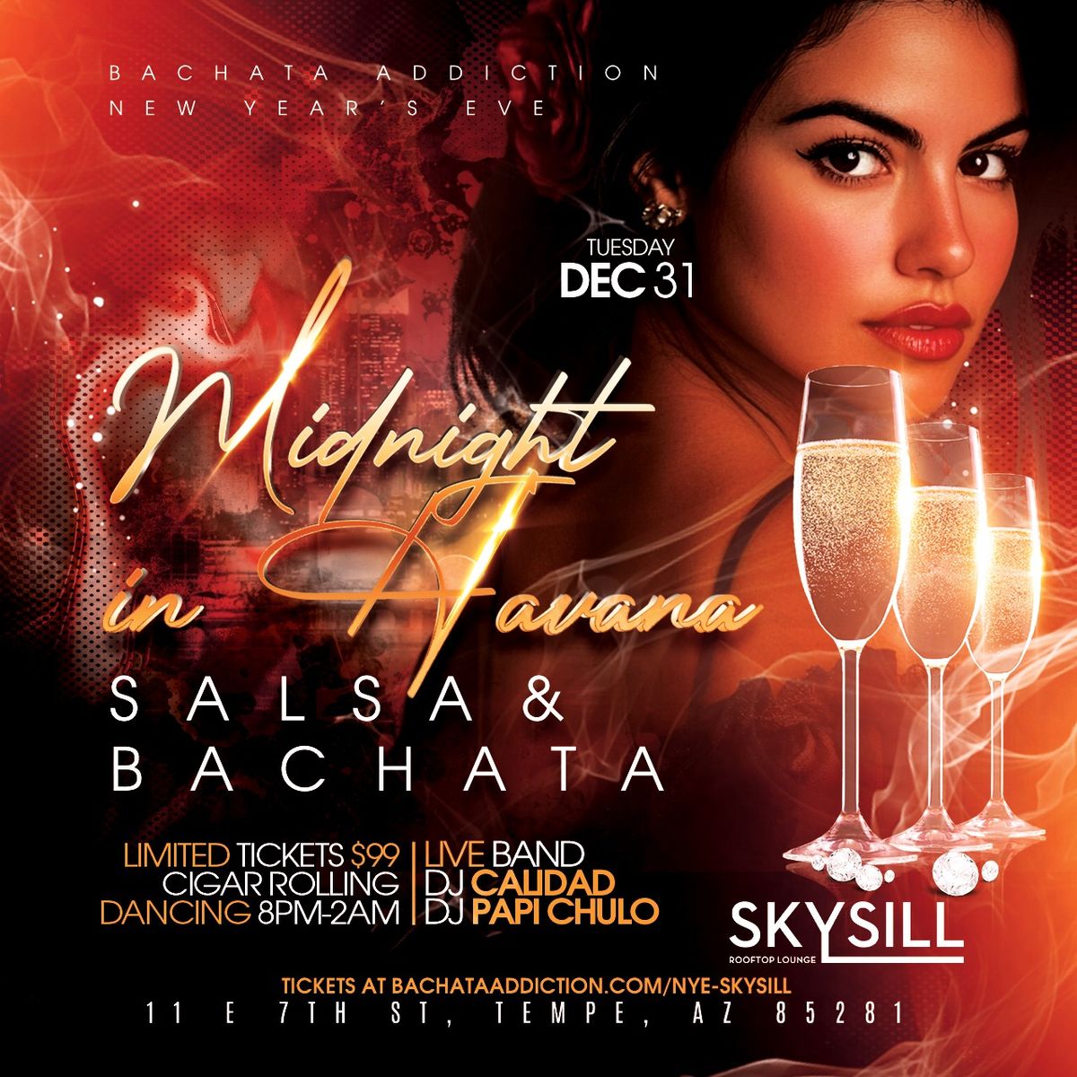 New Year's Eve \u2728Midnight In Havana\u2728 Party at Skysill! \/\/ Rooftop Salsa & Bachata!