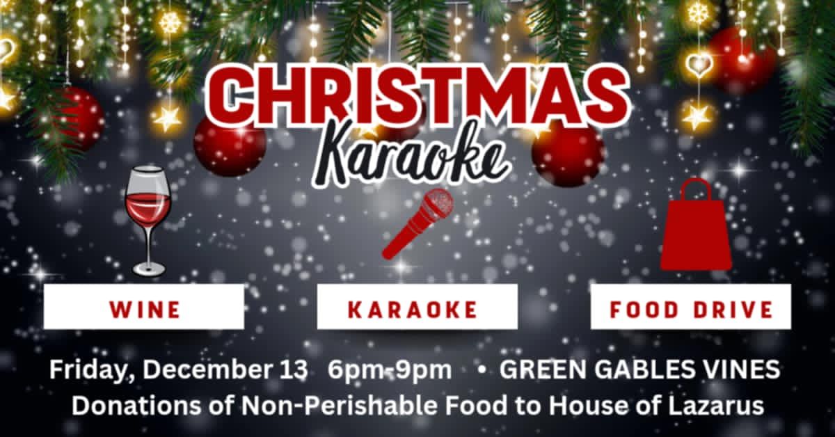 Get into the holiday spirit with a fun-filled evening of Christmas Karaoke at Green Gables Wines! \ud83c\udfb6