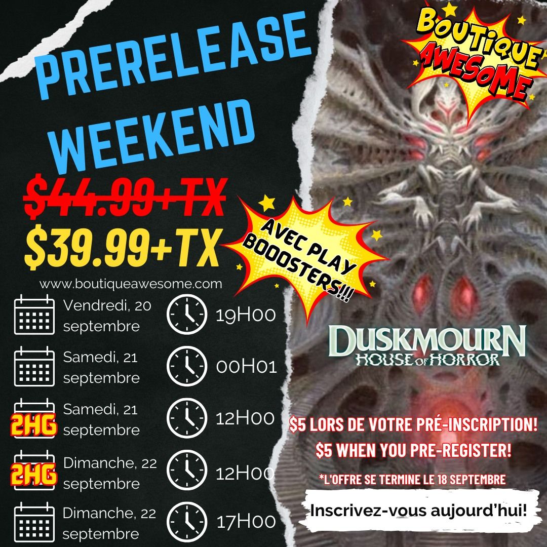 Awesome 2HG Duskmourn Prerelease Weekend! - September 20-22 2024